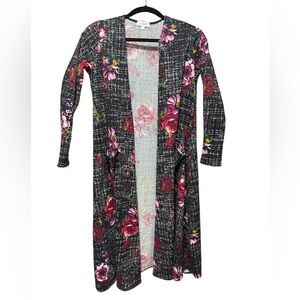 LuLaRoe Sarah Floral Black Cardigan